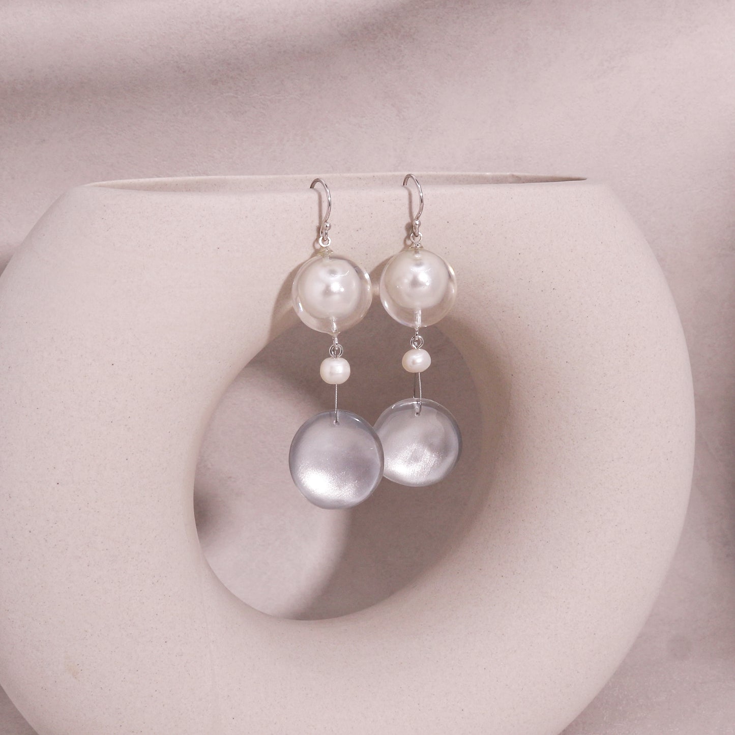 Precious- Amor Silver Pearl Drop Earrings