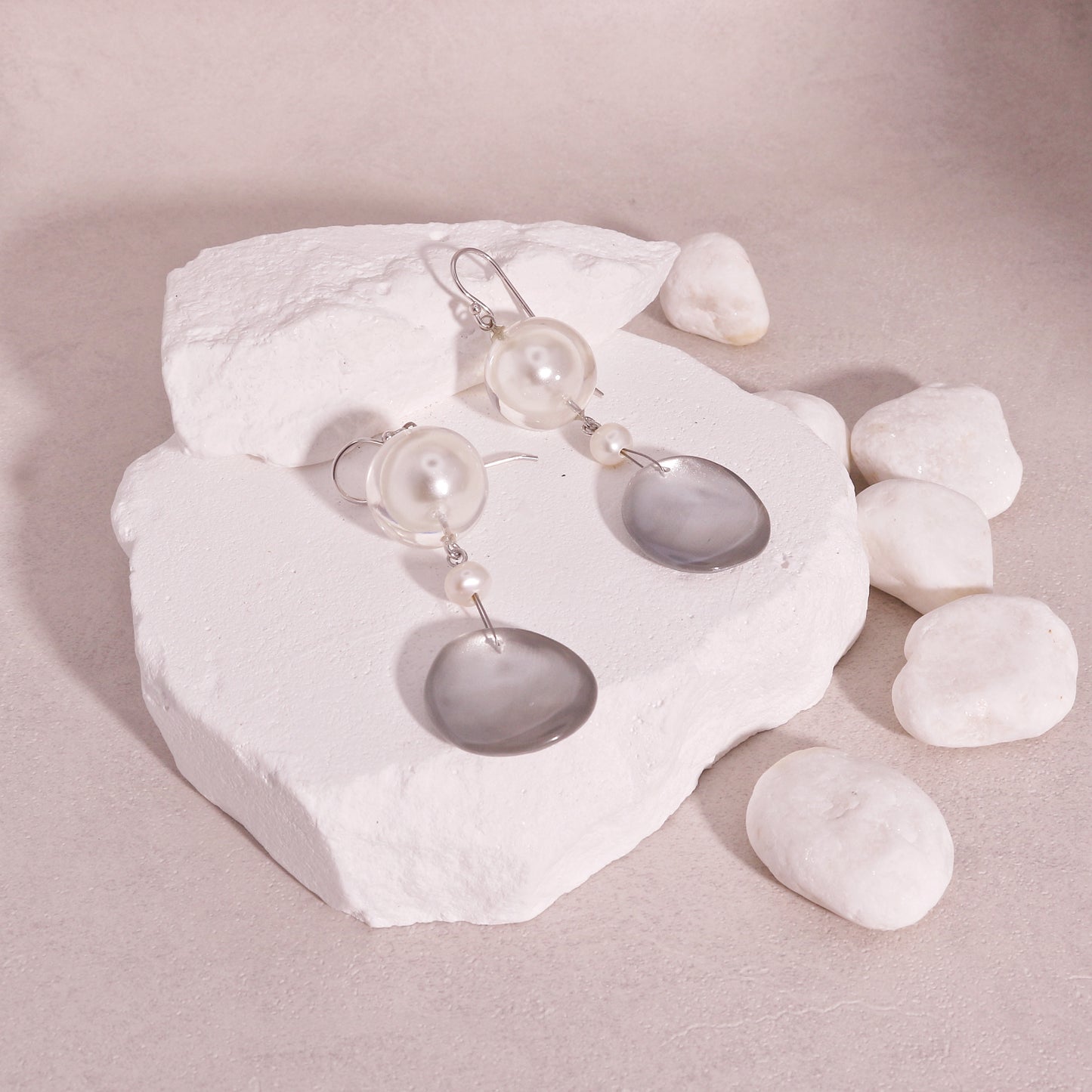 Precious- Amor Silver Pearl Drop Earrings