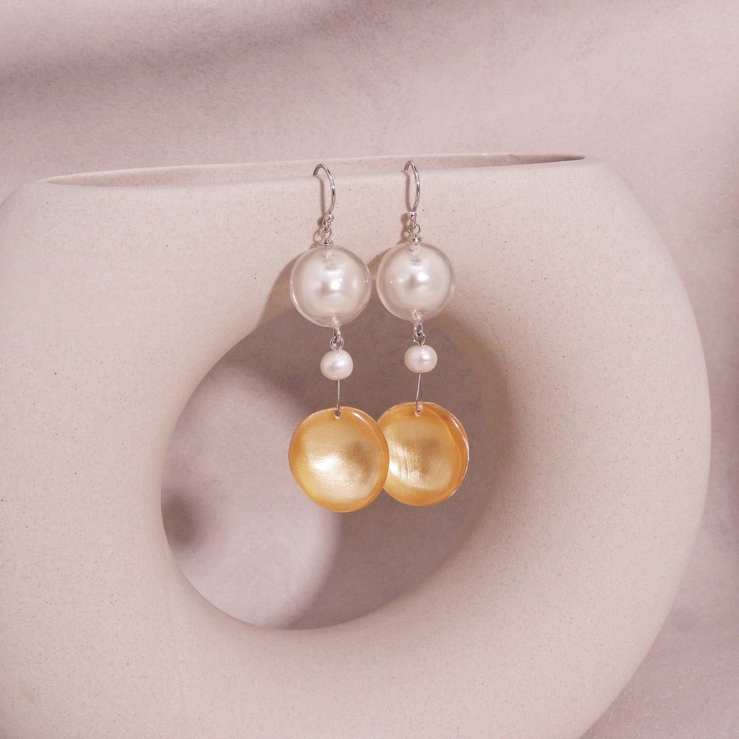 Precious- Amor Gold Pearl Drop Earrings