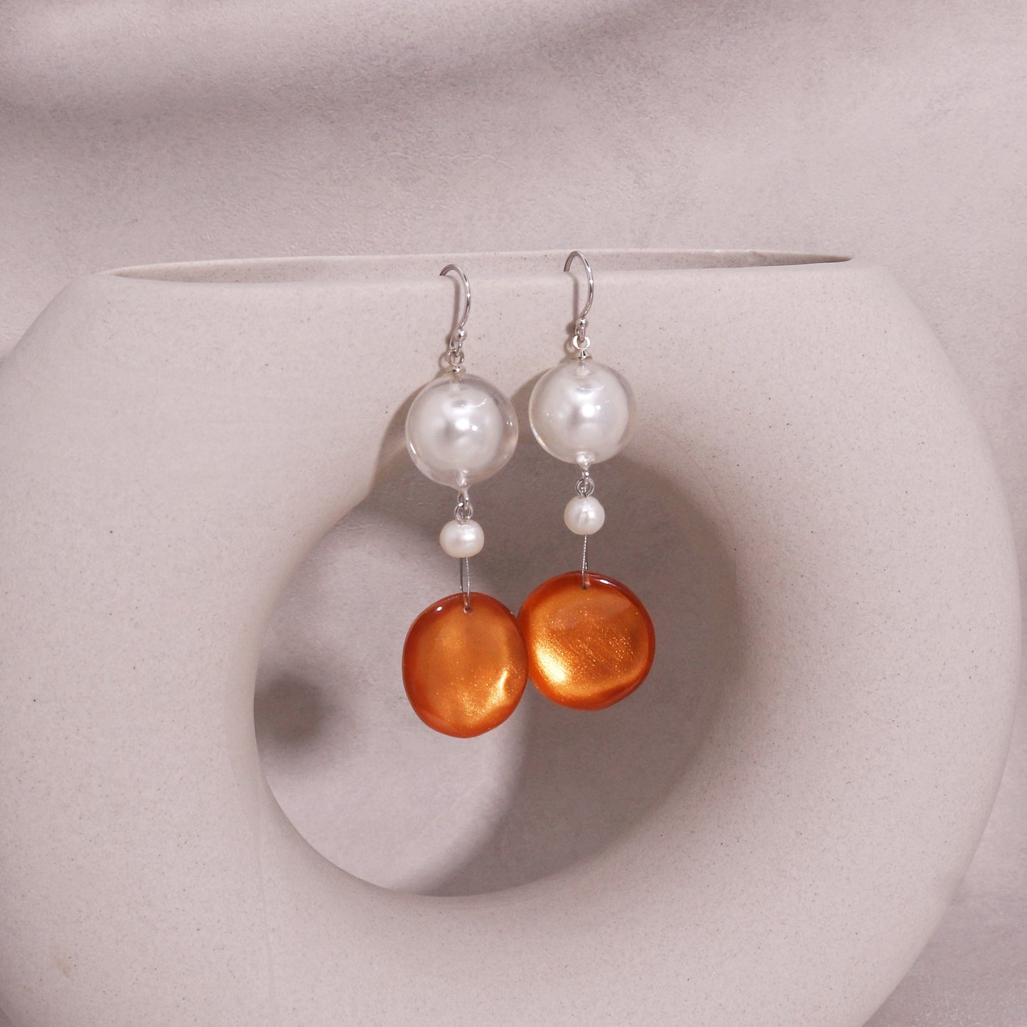 Precious- Amor Rose Gold Pearl Drop Earrings