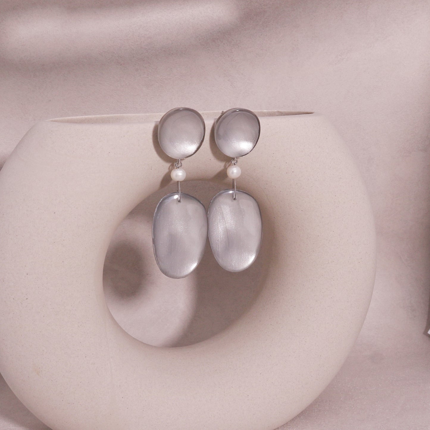 Precious -Amor Statement Silver Resin Drop Earrings