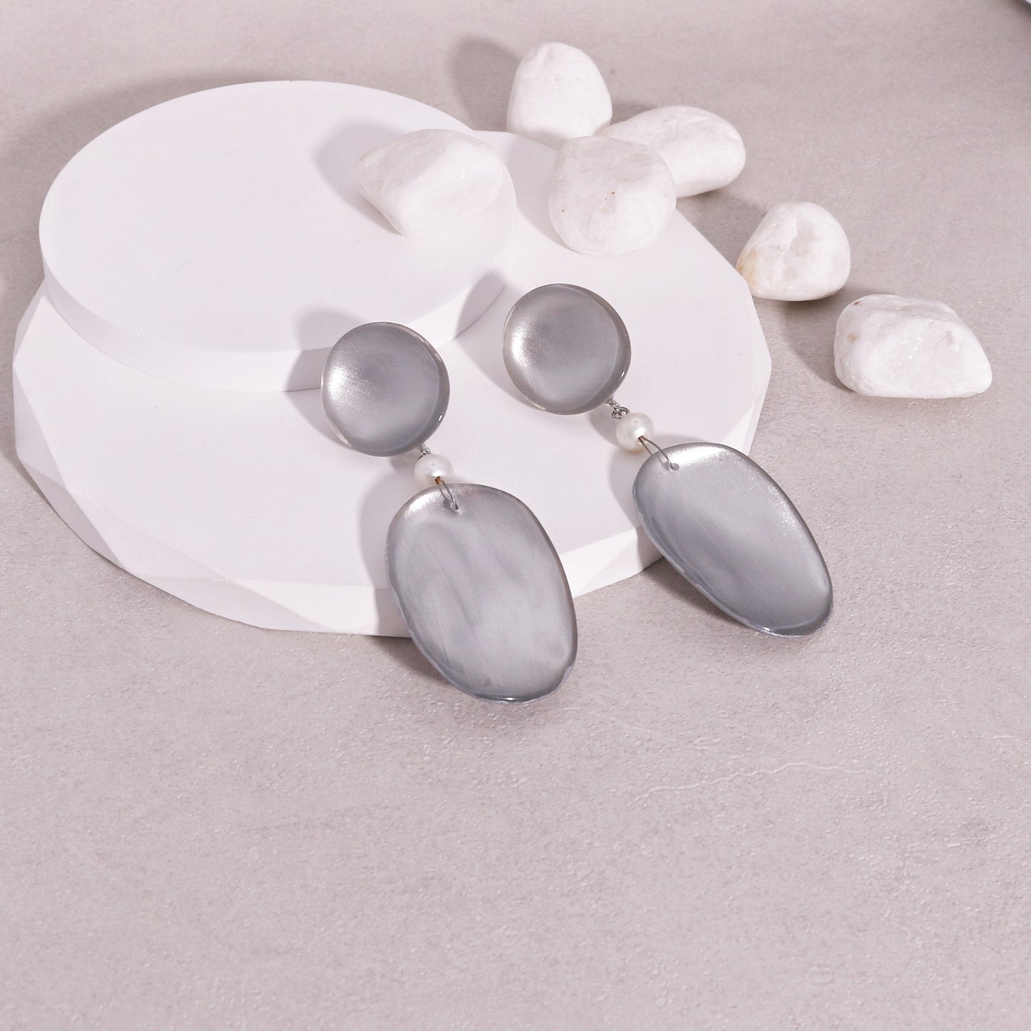 Precious -Amor Statement Silver Resin Drop Earrings