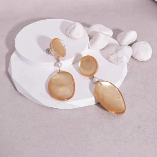 Precious- Amor Statement Gold Resin Dangle Earrings