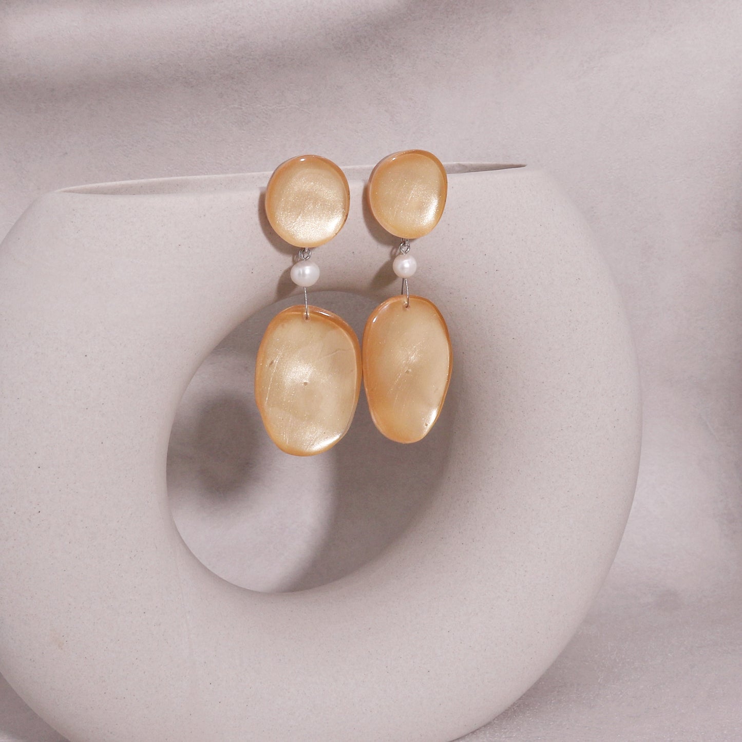 Precious- Amor Statement Gold Resin Dangle Earrings