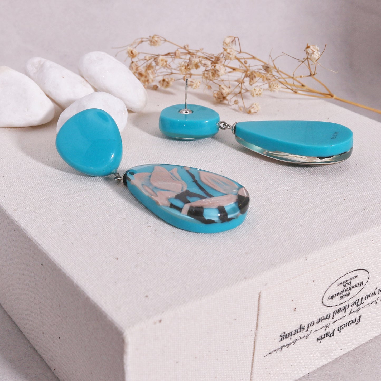 Magnolia Blue Floral Dangle Earrings