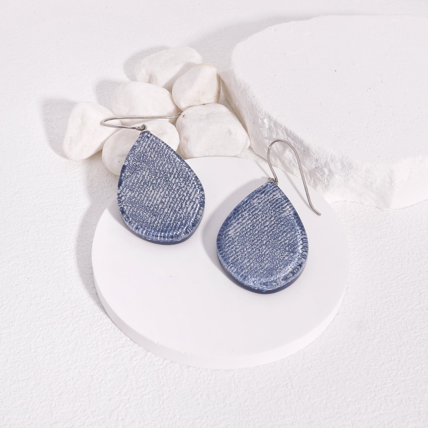 LININ Blue Denim Drop Earrings