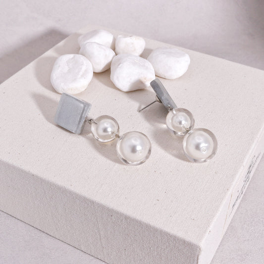 PRECIOUS x Pearl Silver Drop Earrings