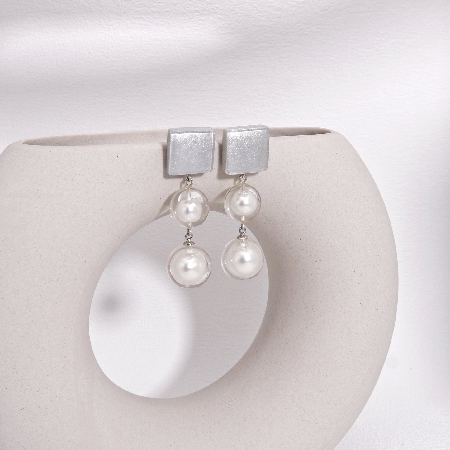 PRECIOUS x Pearl Silver Drop Earrings