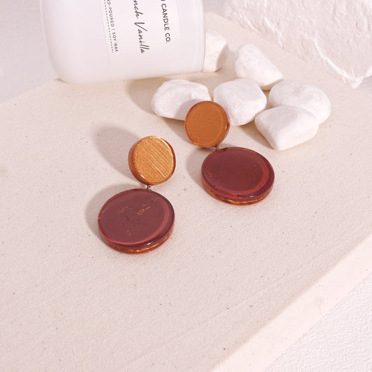 SELENE Red Wine Circle Drop Earrings