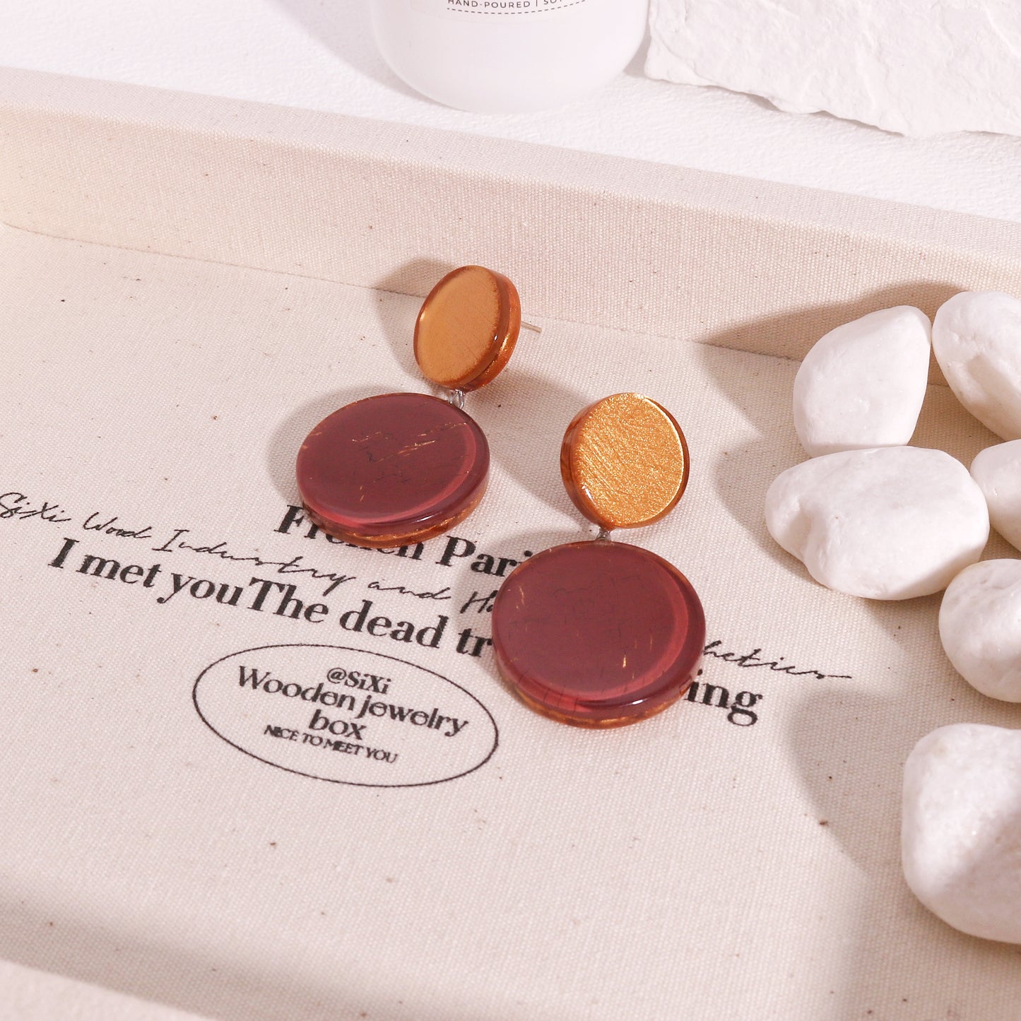 SELENE Red Wine Circle Drop Earrings