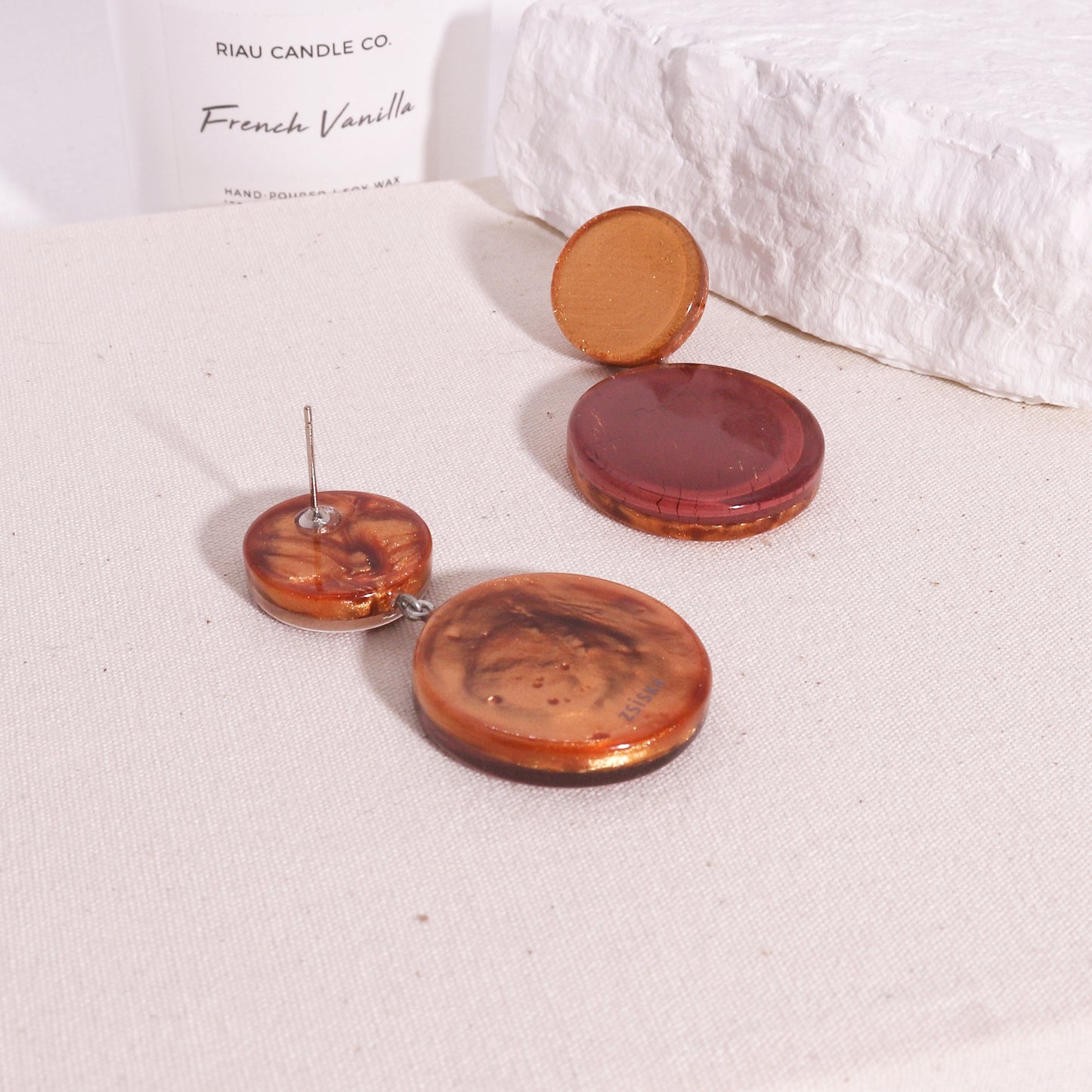 SELENE Red Wine Circle Drop Earrings