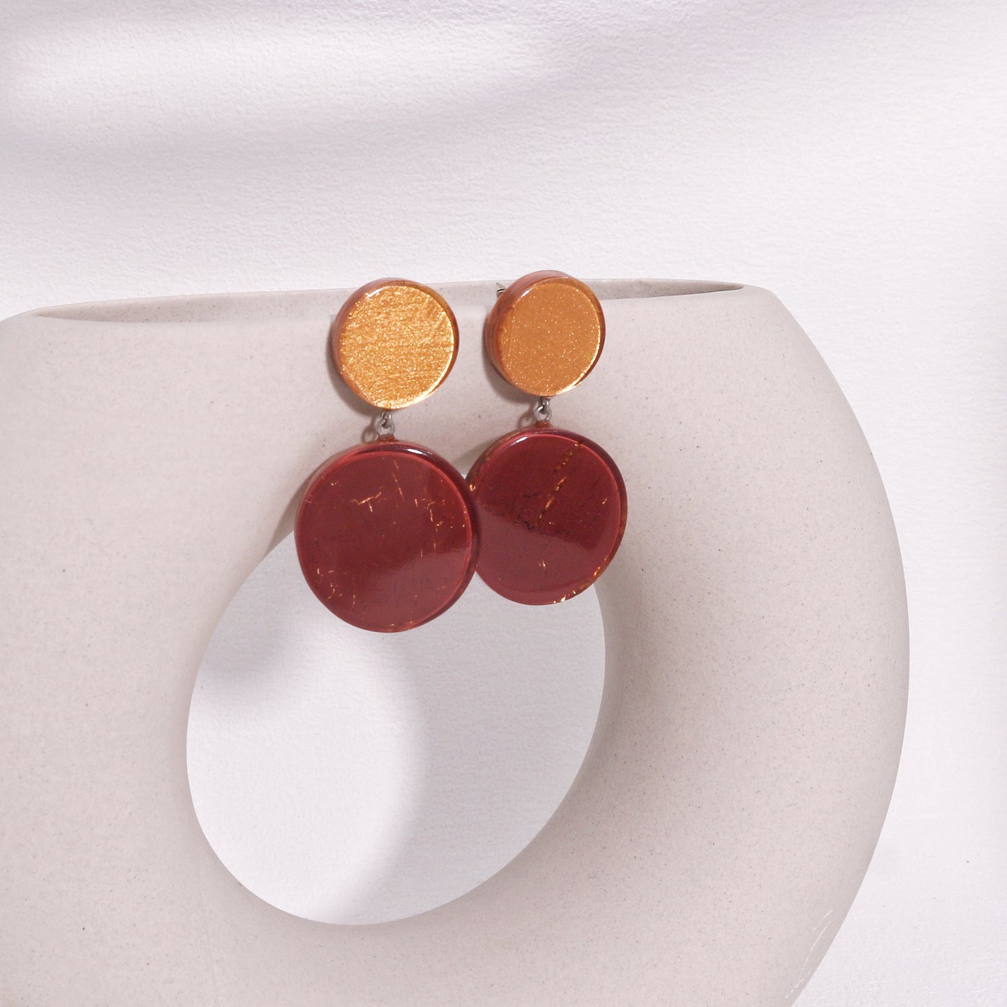SELENE Red Wine Circle Drop Earrings