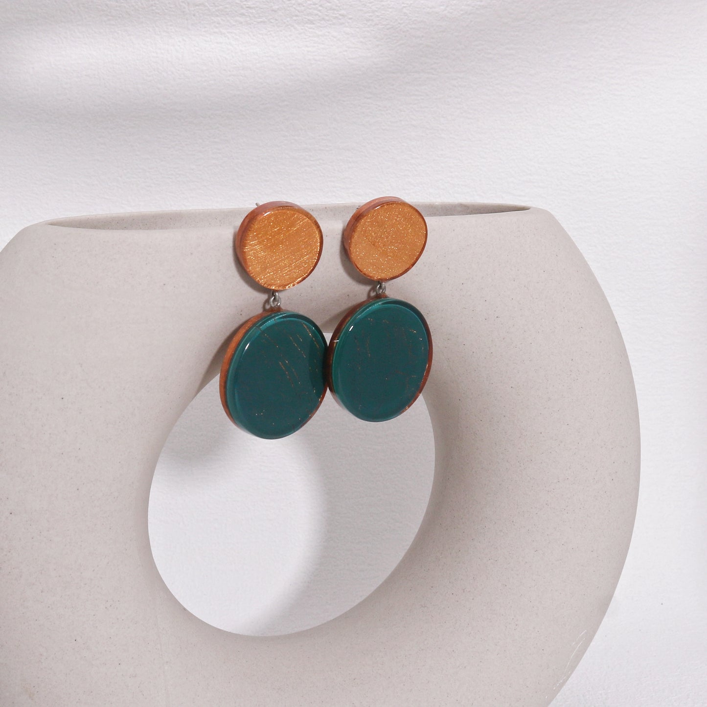 SELENE Emerald Green Circle Drop Earrings