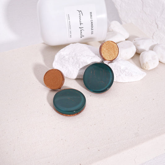 SELENE Emerald Green Circle Drop Earrings