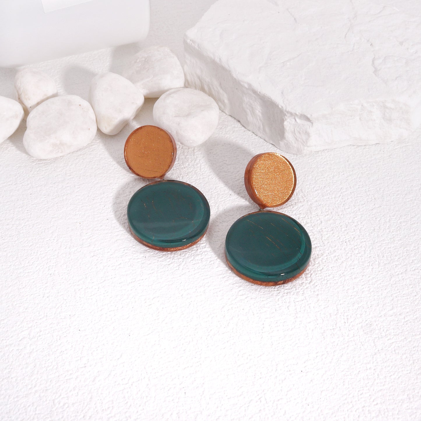 SELENE Emerald Green Circle Drop Earrings