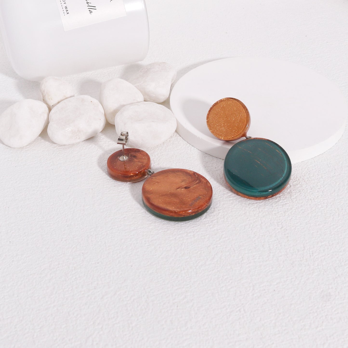 SELENE Emerald Green Circle Drop Earrings