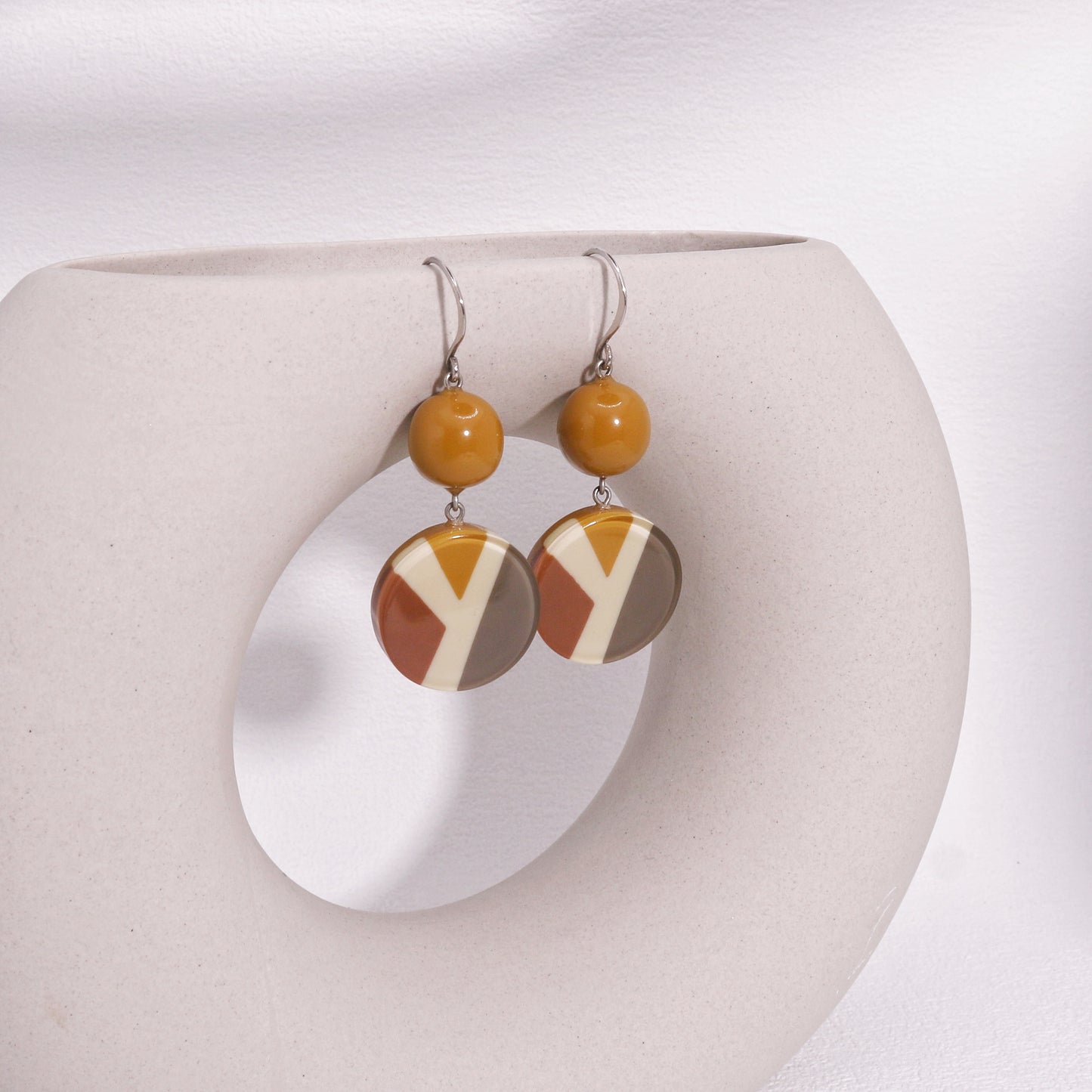 ABBA Chocolate Brown Striped Drop Earrings
