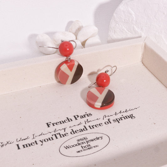 ABBA Cherry Red Striped Drop Earrings
