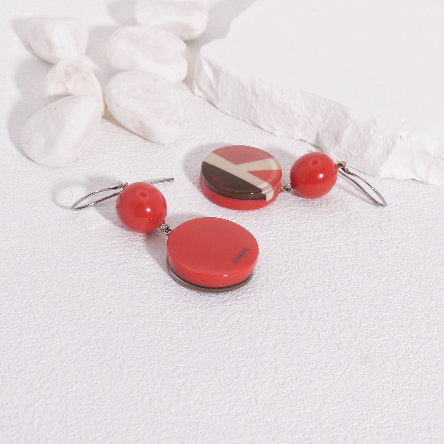 ABBA Cherry Red Striped Drop Earrings