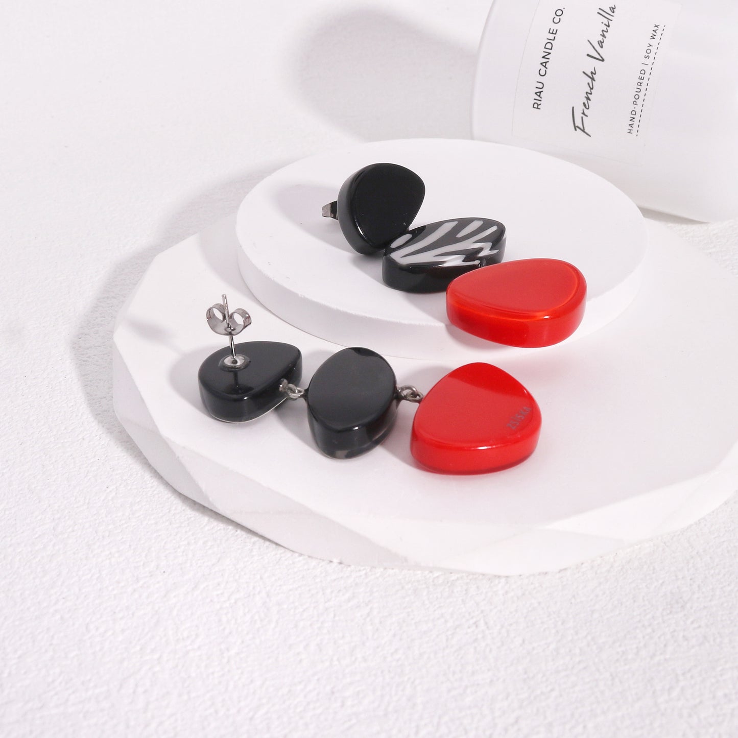 ZSISKA -Nali Zebra Striped Ruby Drop Earrings