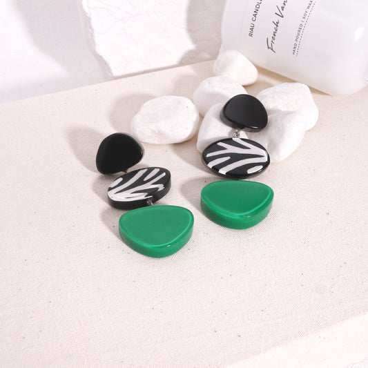 ZSISKA -Nali Zebra Striped Jade Green Drop Earrings