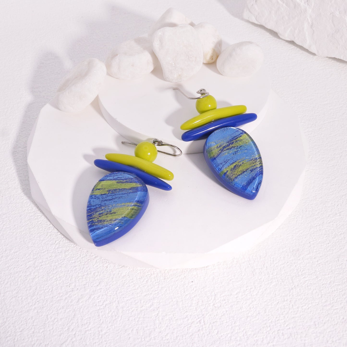 ZSISKA -Minerva Funky Blue Yellow Dangle Earrings