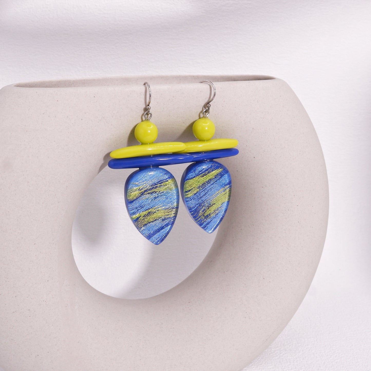 ZSISKA -Minerva Funky Blue Yellow Dangle Earrings