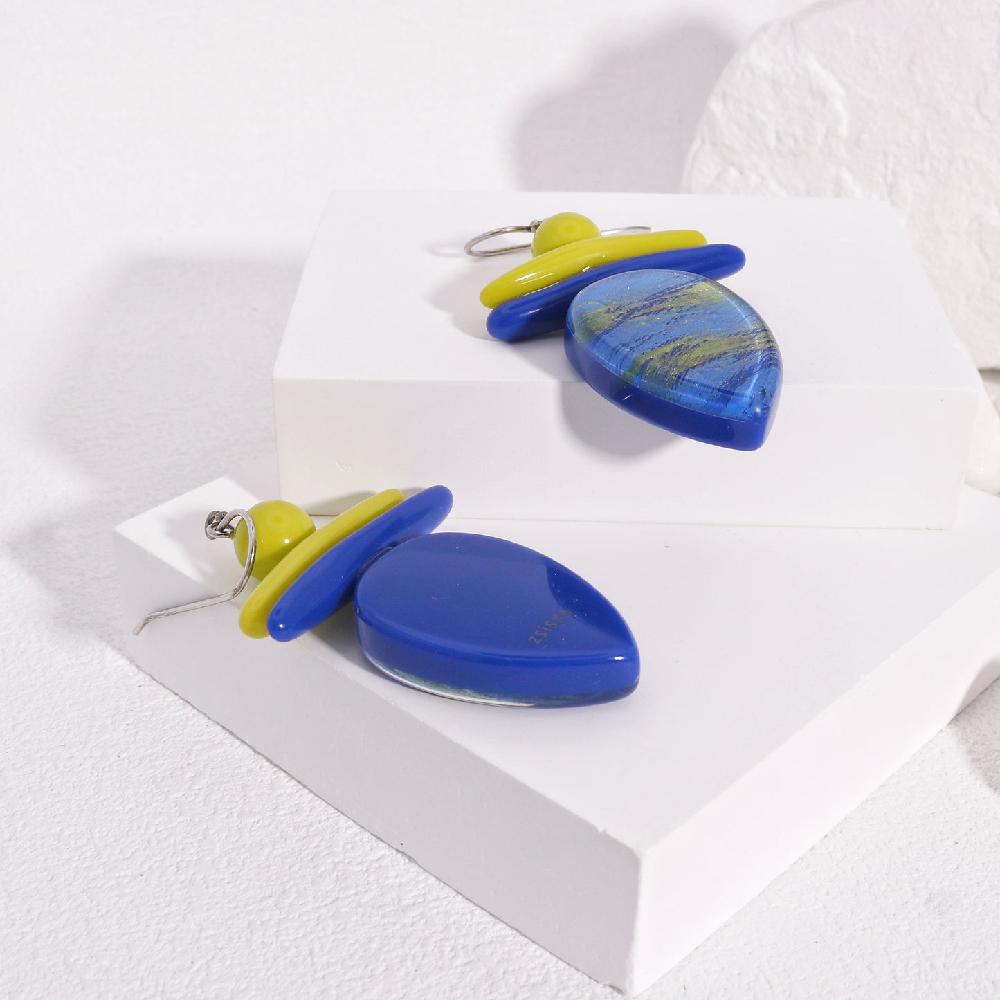 ZSISKA -Minerva Funky Blue Yellow Dangle Earrings