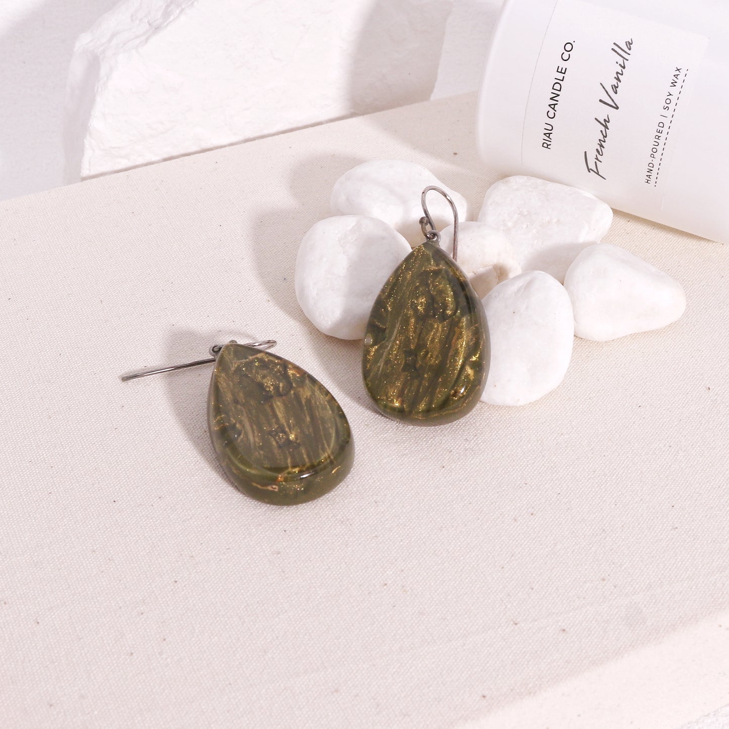 ZSISKA -Cedar Moss Agate Green Drop Earrings