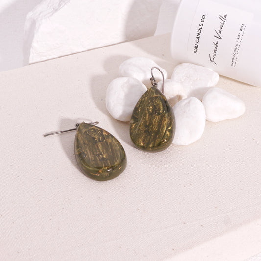 ZSISKA -Cedar Moss Agate Green Drop Earrings