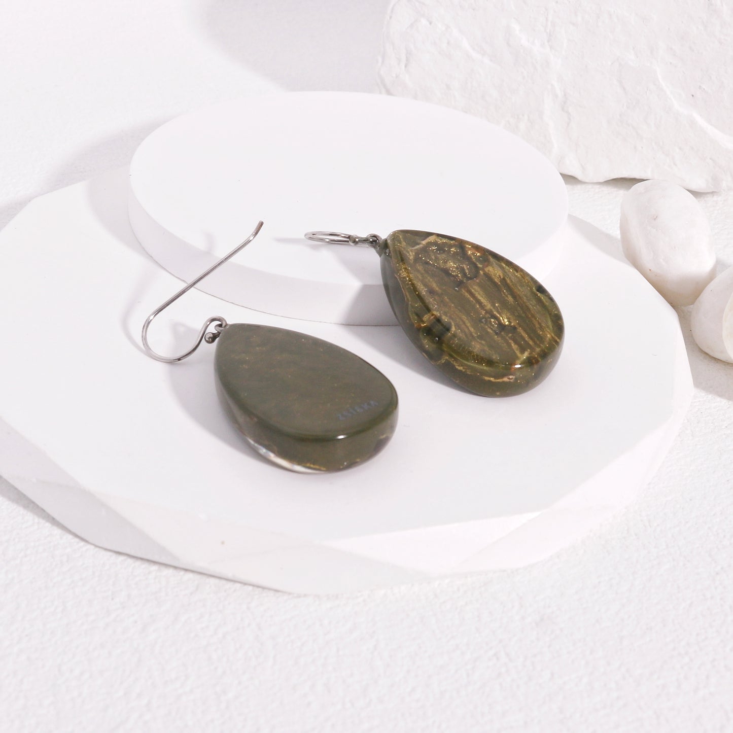 ZSISKA -Cedar Moss Agate Green Drop Earrings