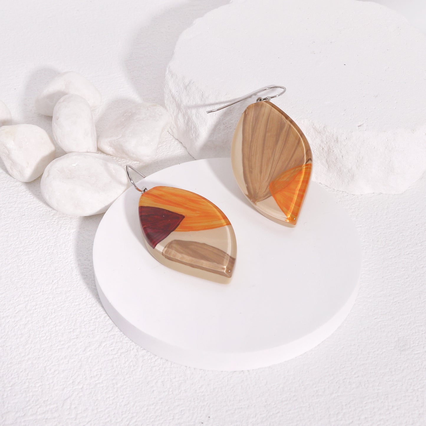 ZSISKA-Kiara Orange Leaf Drop Earrings
