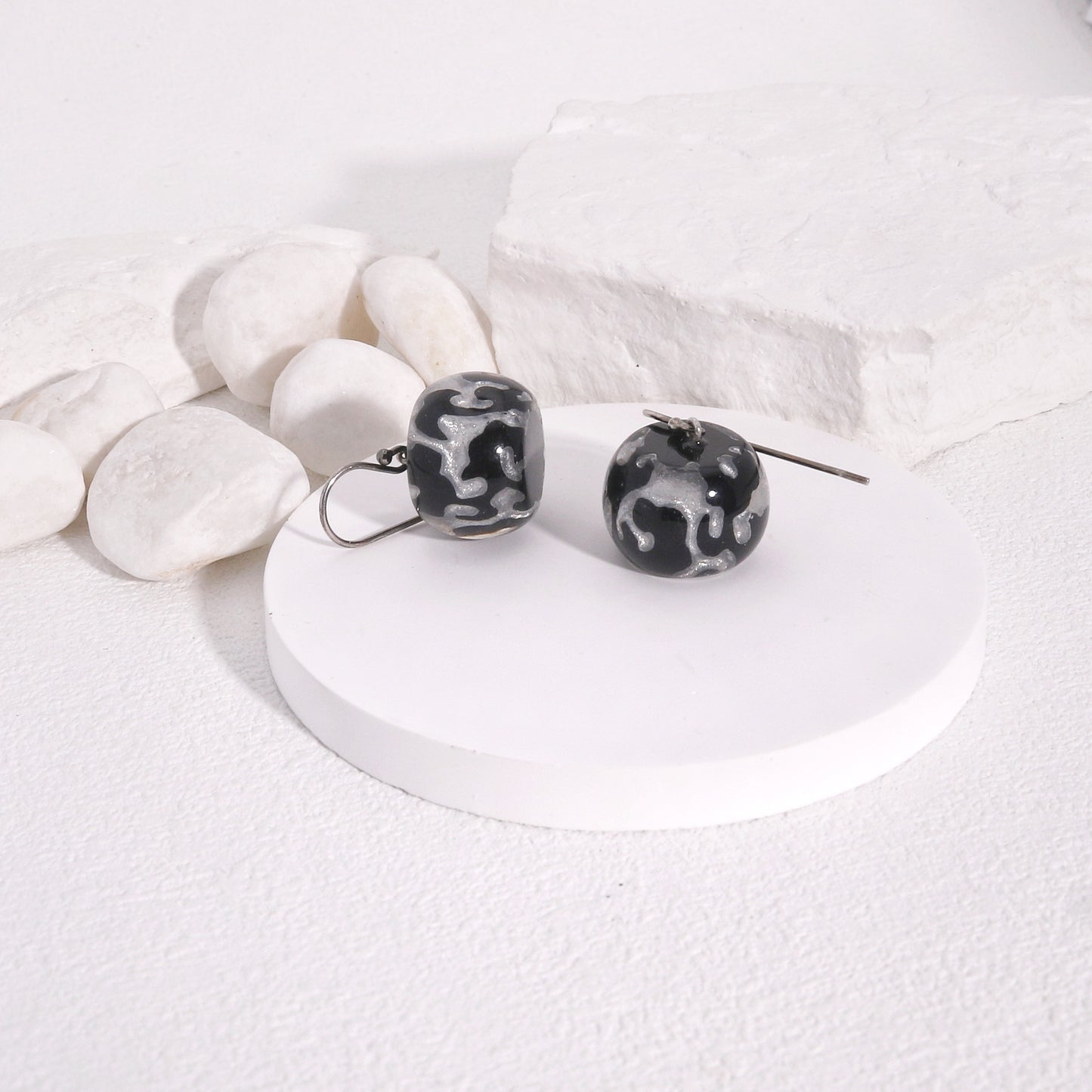 ZSISKA Silver Baroque Drop Earrings