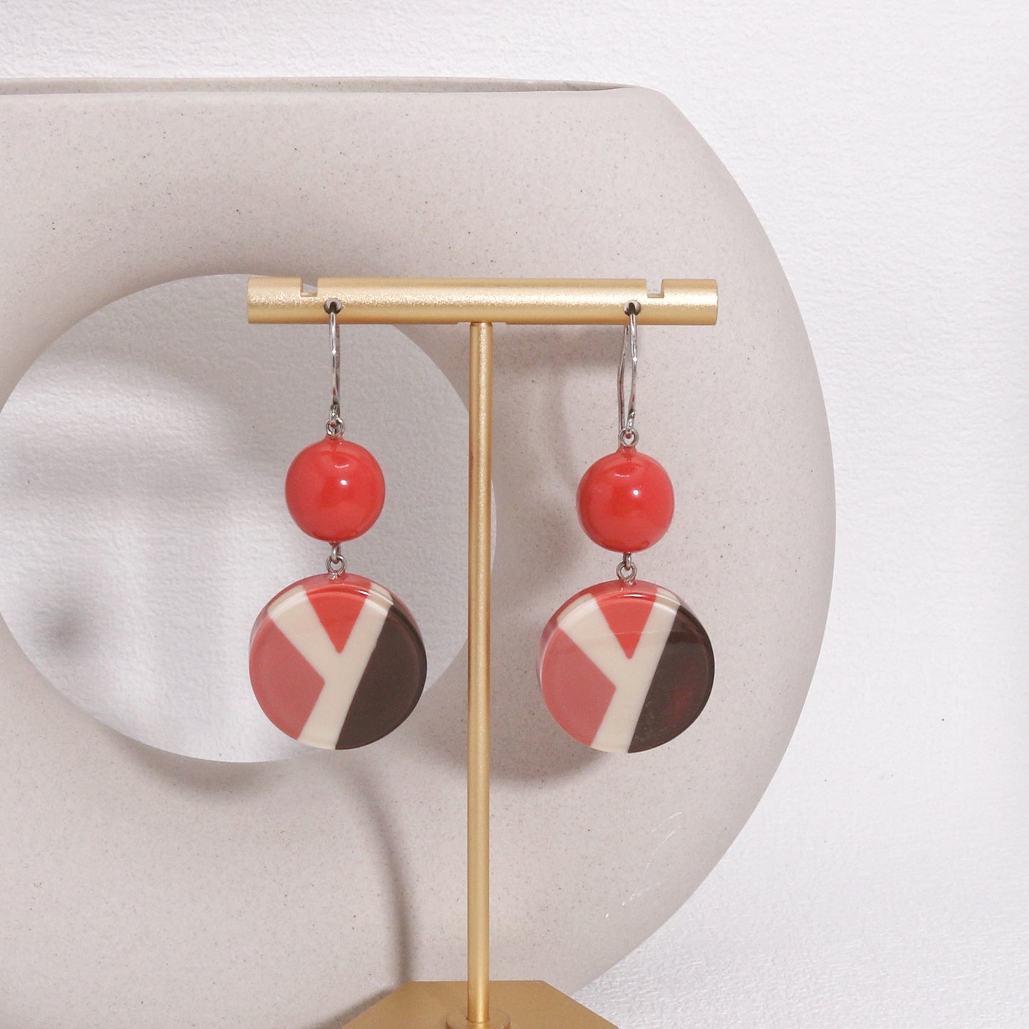 ABBA Cherry Red Striped Drop Earrings