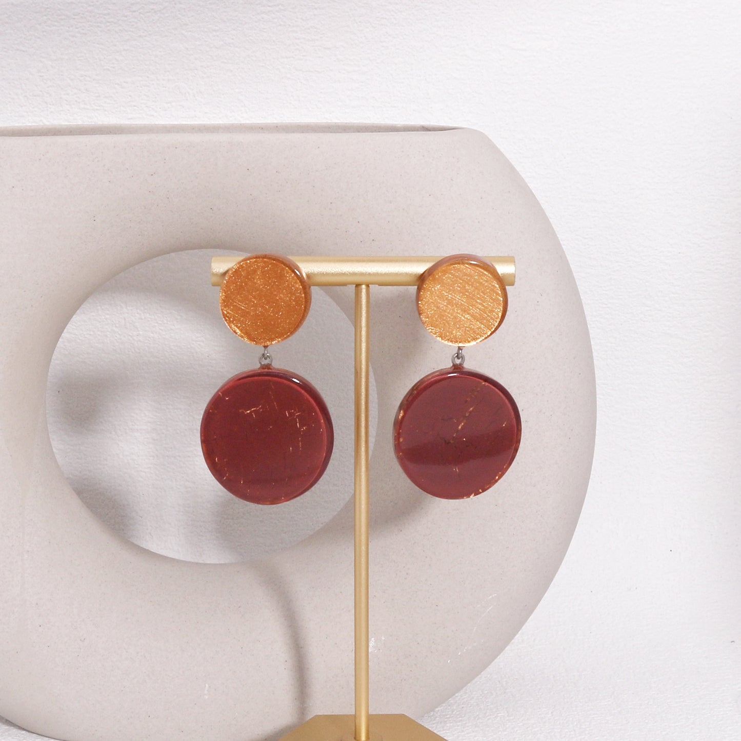SELENE Red Wine Circle Drop Earrings