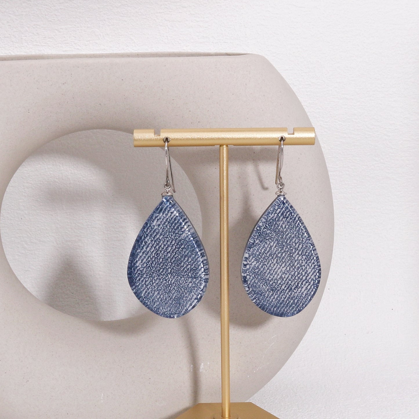 LININ Blue Denim Drop Earrings