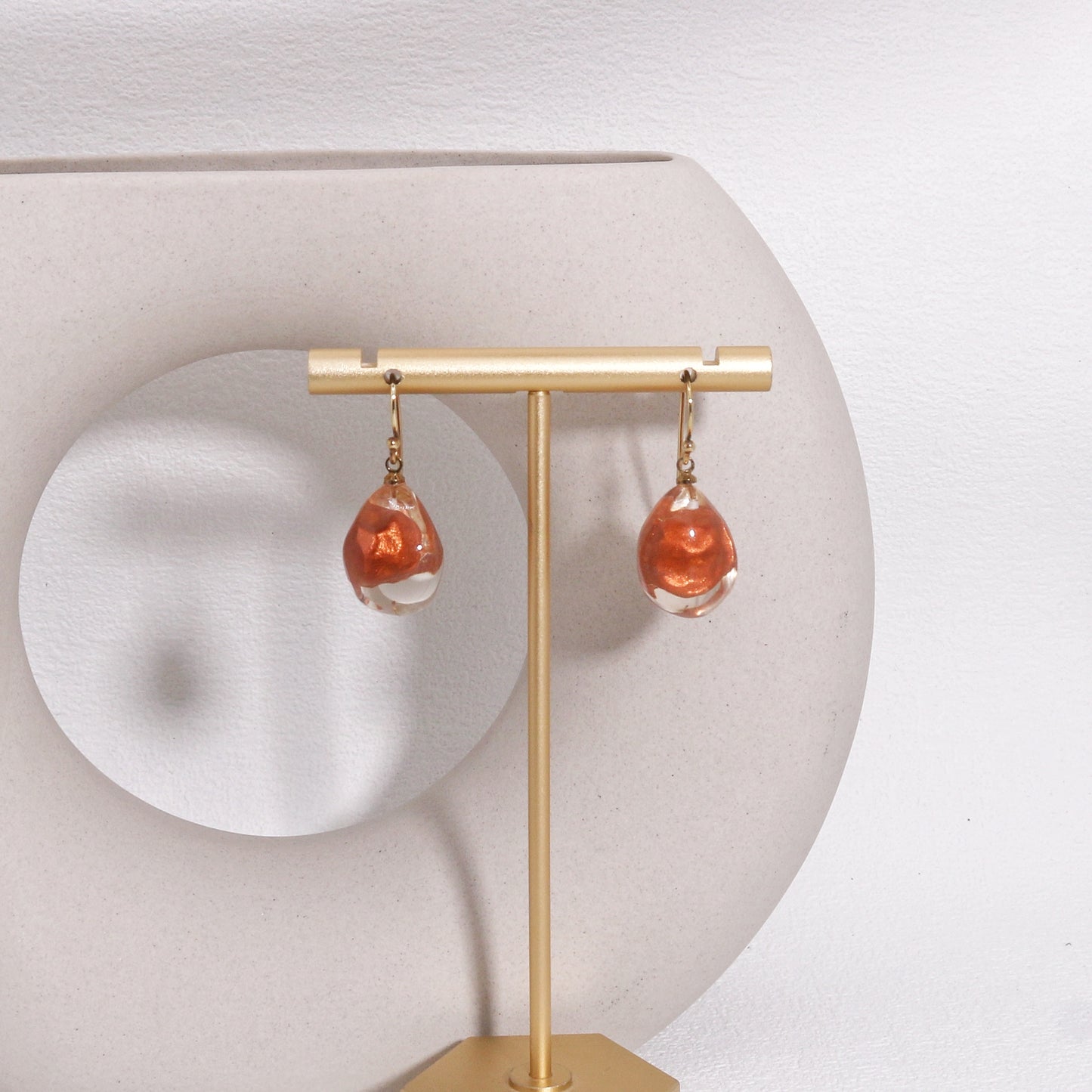 ZSISKA -Paloma Glass Bead Drop Earrings - Copper Tone
