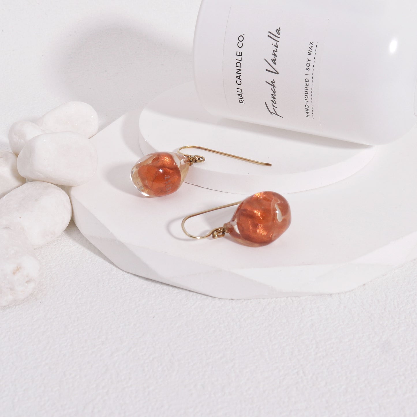 ZSISKA -Paloma Glass Bead Drop Earrings - Copper Tone
