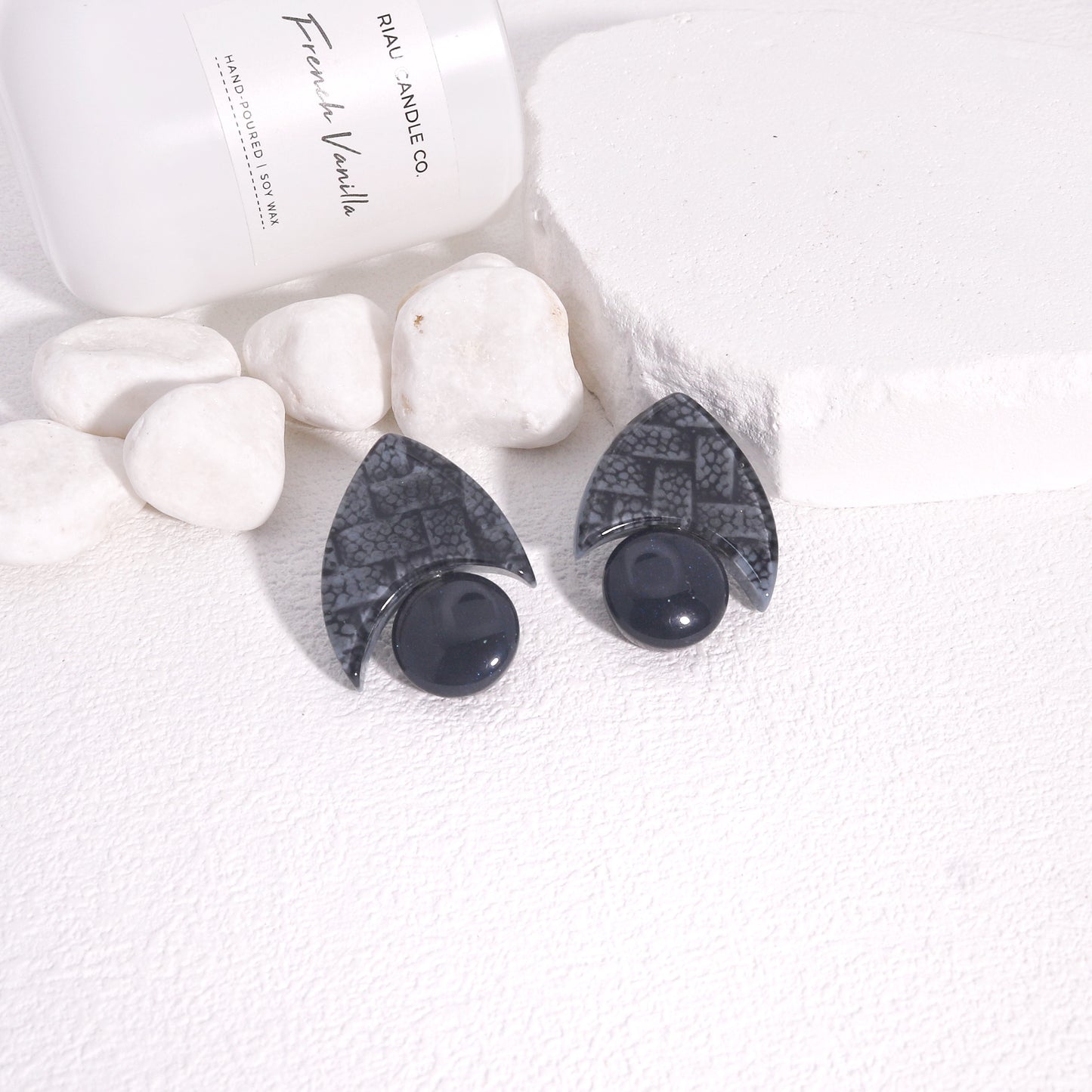 TAYE Denim Blue Statement Earrings