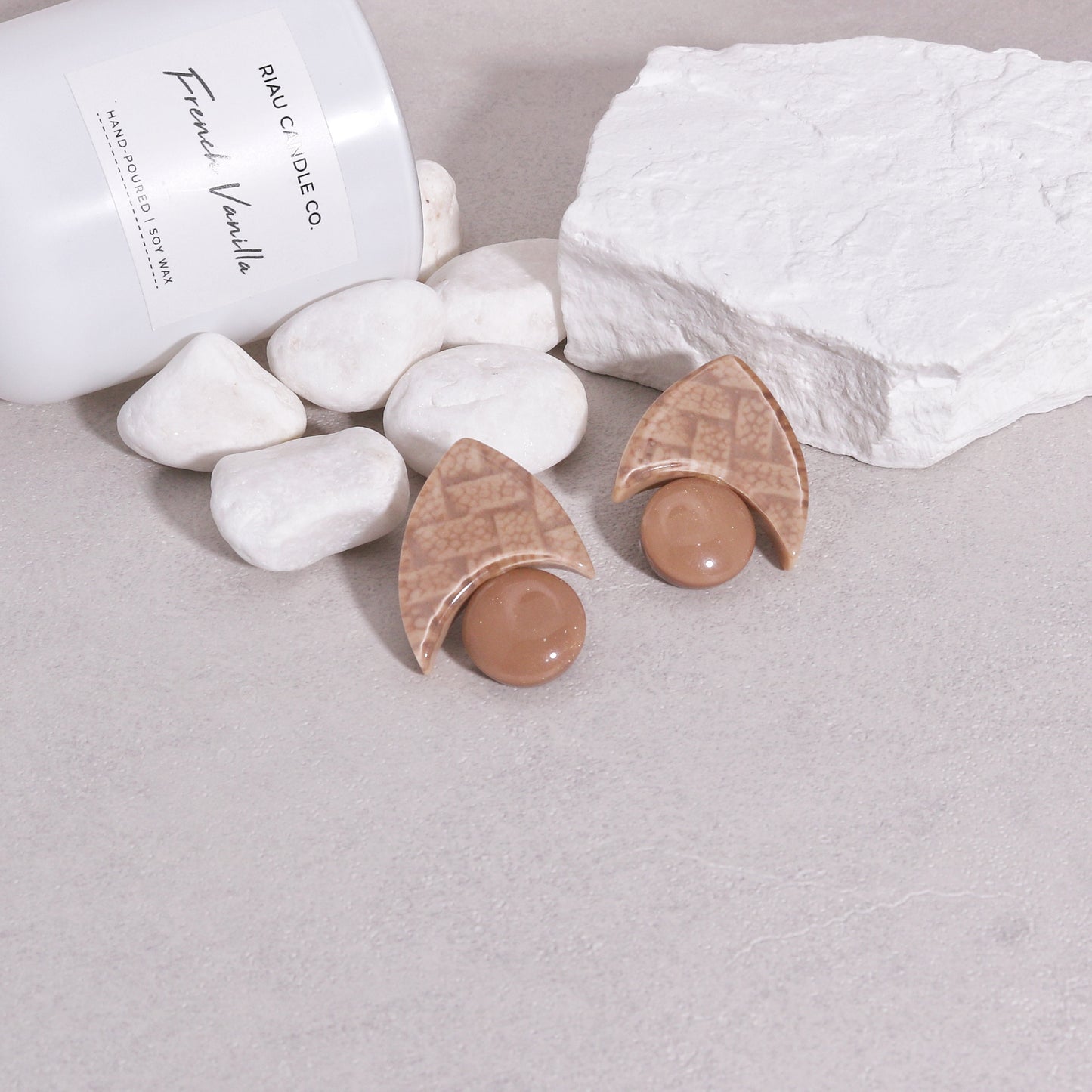 TAYE Cream Colored Statement Earrings