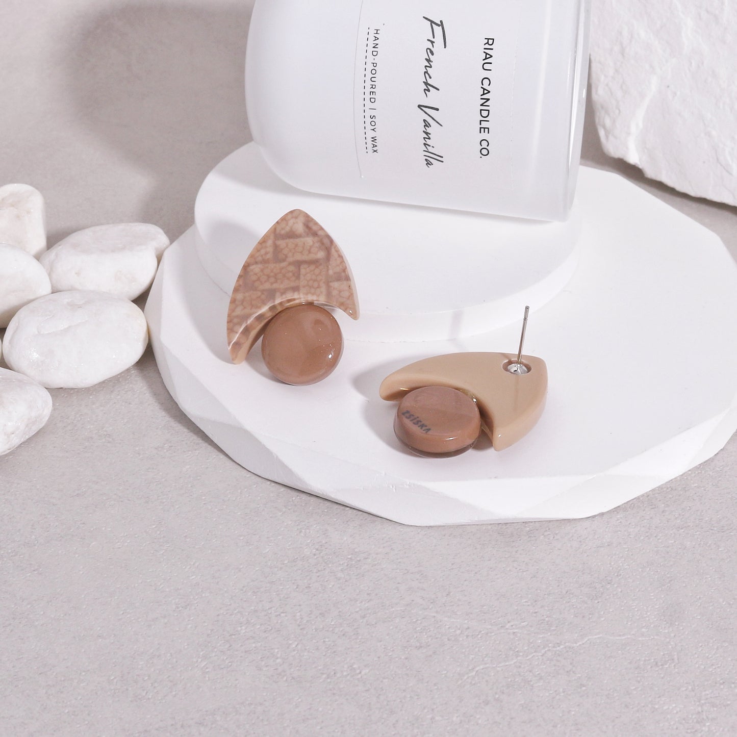 TAYE Cream Colored Statement Earrings