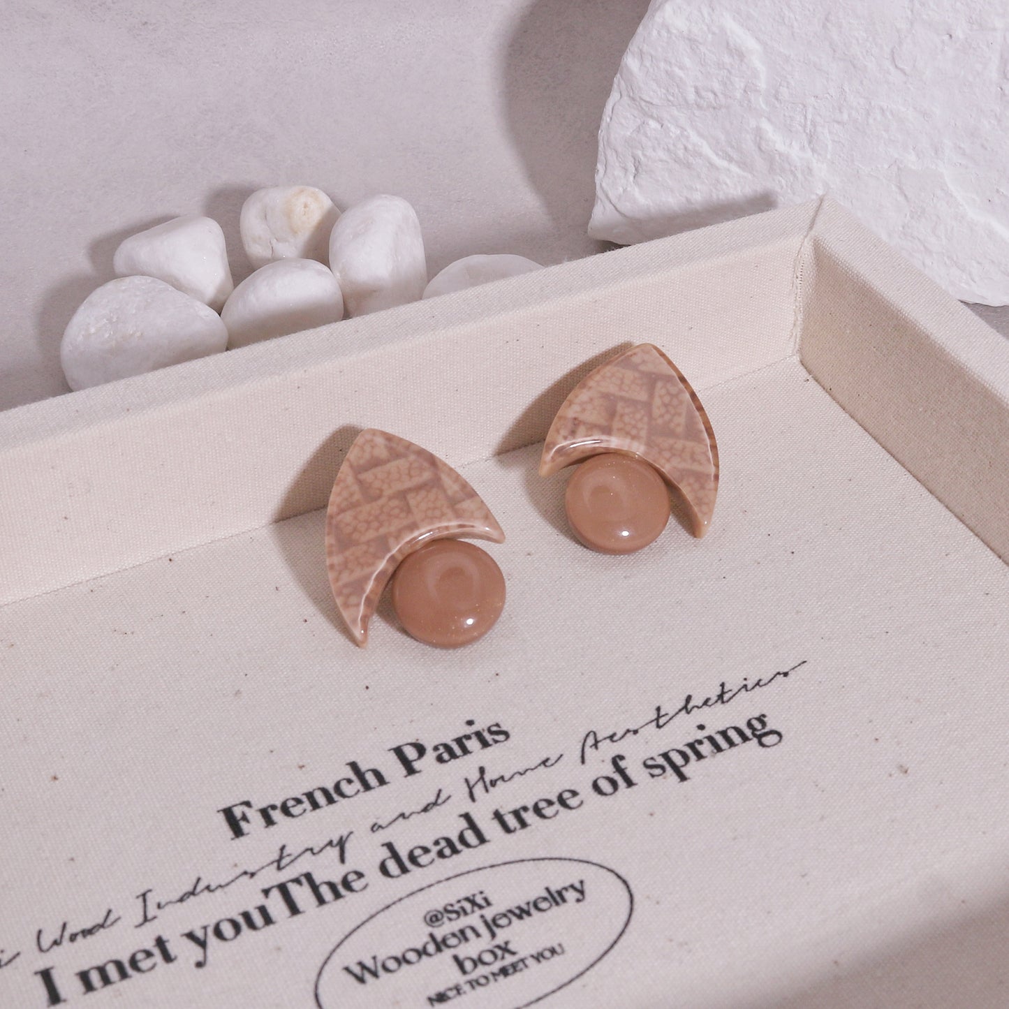 TAYE Cream Colored Statement Earrings