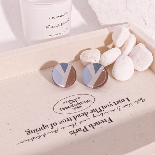 ABBA Geometric Baby Blue Stud Earrings