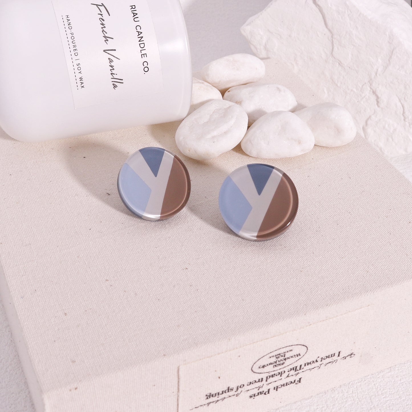 ABBA Geometric Baby Blue Stud Earrings