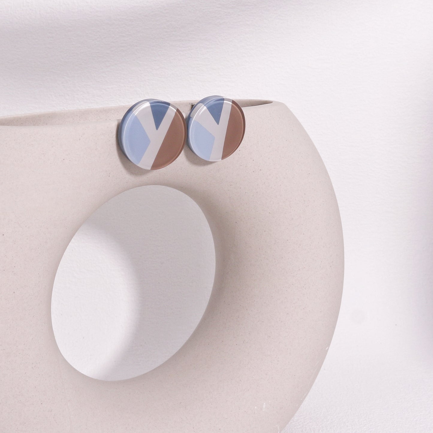 ABBA Geometric Baby Blue Stud Earrings