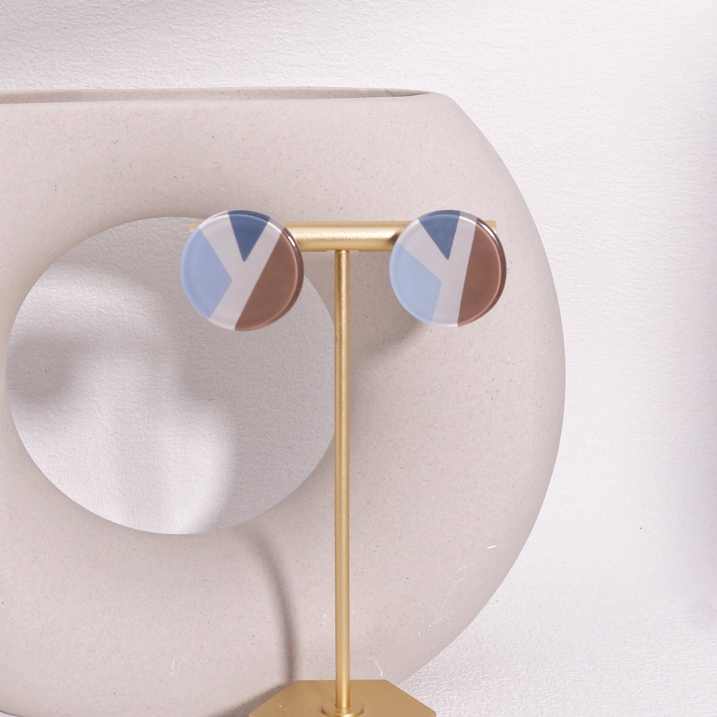 ABBA Geometric Baby Blue Stud Earrings