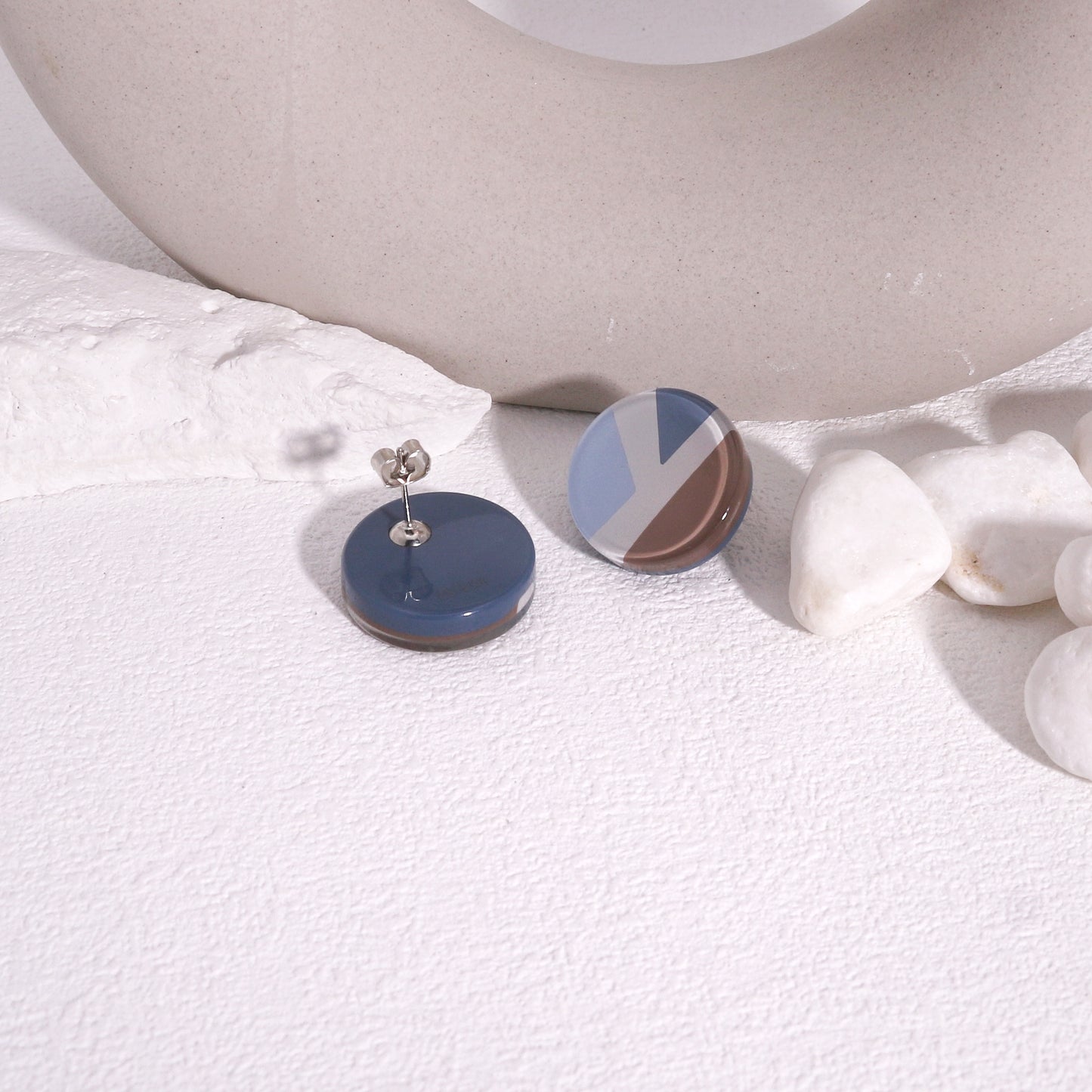 ABBA Geometric Baby Blue Stud Earrings