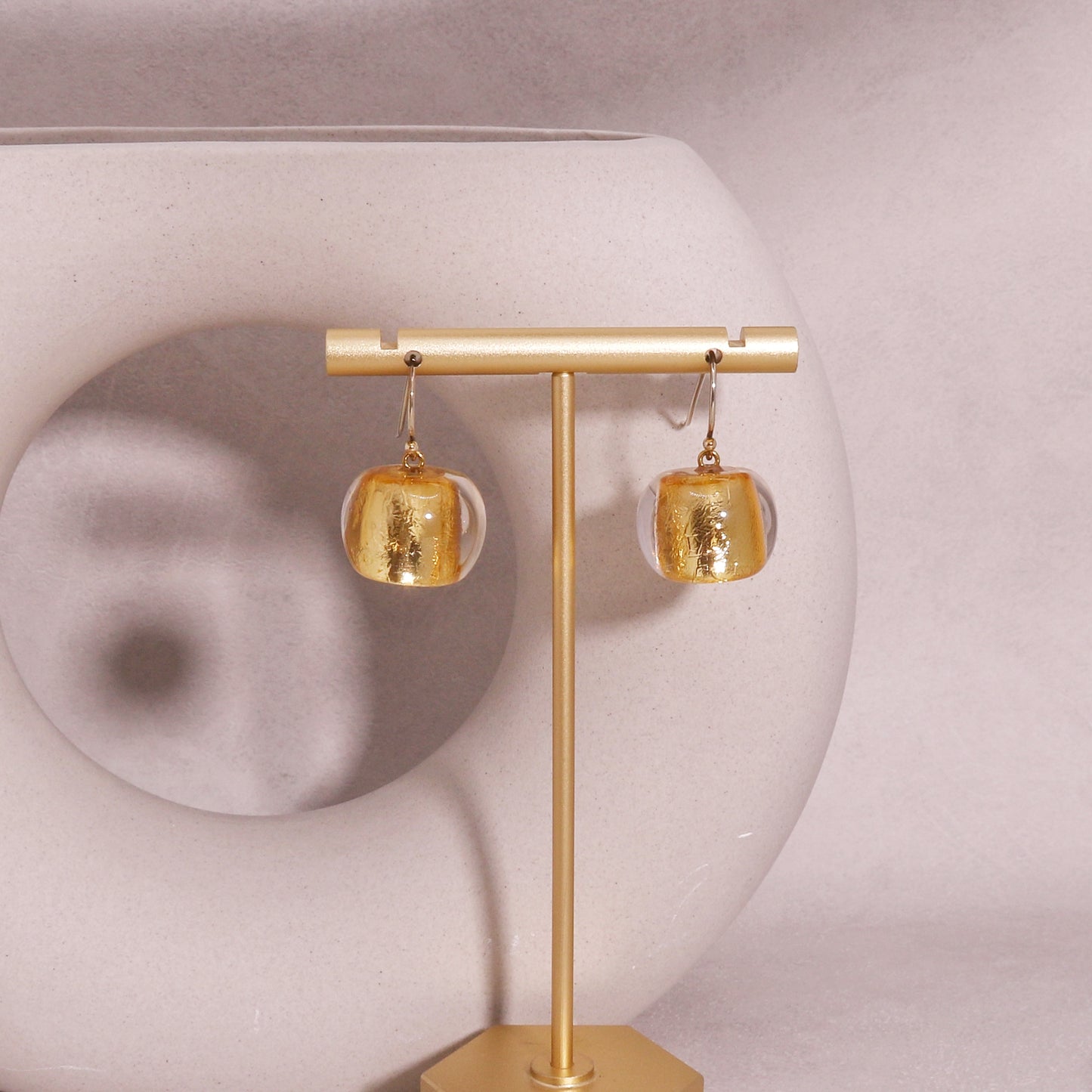 ZSISKA -Bliss Gold Leaf Drop Bead Earrings