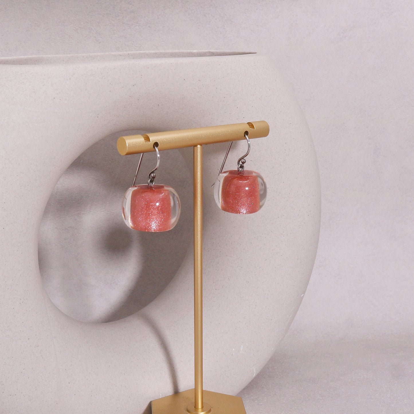 ZSISKA -C Beads Rose Gold Glitter Short Bead Earrings