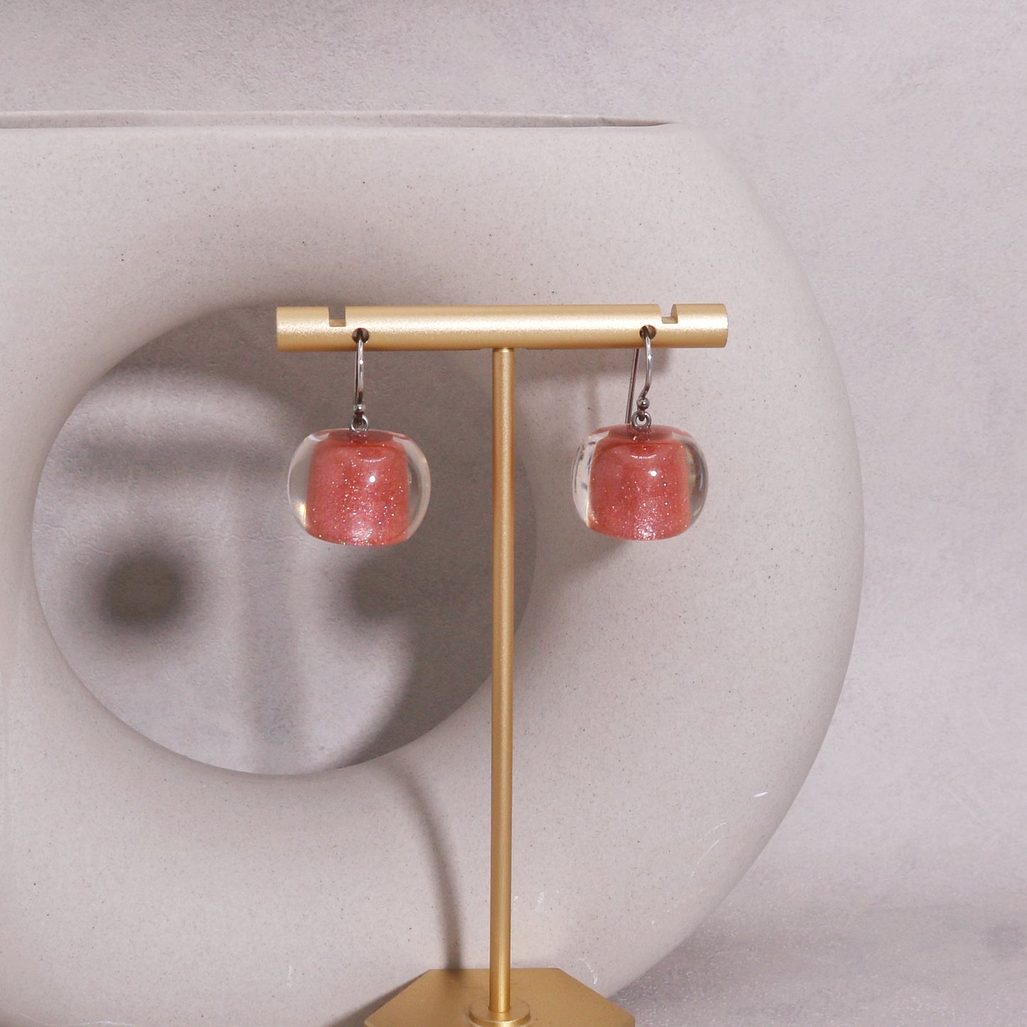 ZSISKA -C Beads Rose Gold Glitter Short Bead Earrings